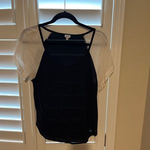 Splendid short sleeve black and white blouse